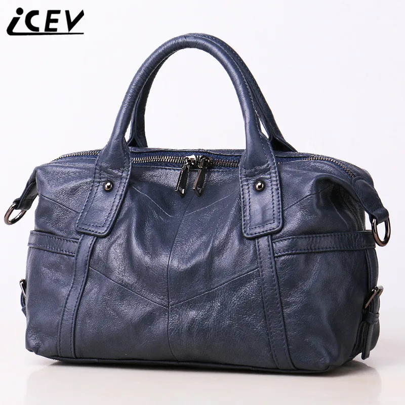 

ICEV New Simple Cow Women Leather Handbags Designer Handbags High Quality Genuine Leather Handbags Patchwork Female Cowhide Bags