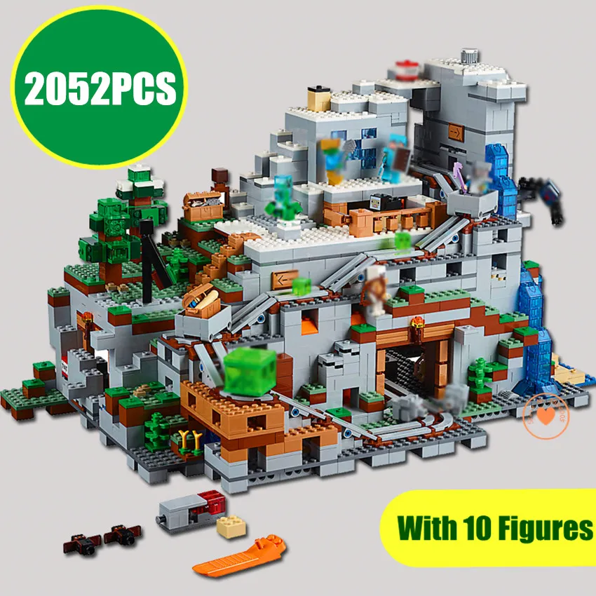 

The Mountain cave fit legoinges Figures city model Building Blocks Bricks Kits Toy Children Gift kid fit