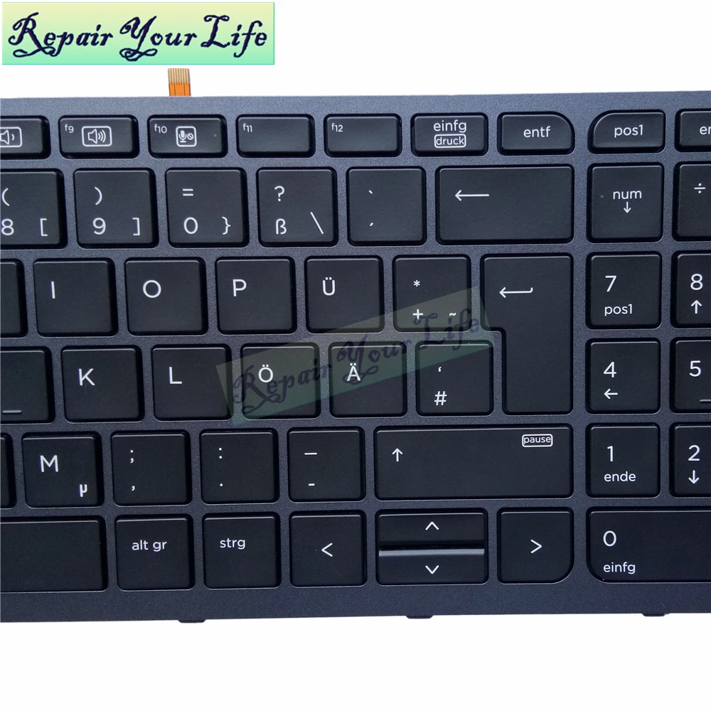Немецкая клавиатура для ноутбука HP ZBOOK 15 G3 17 G4 GR оригинальная качественная черная