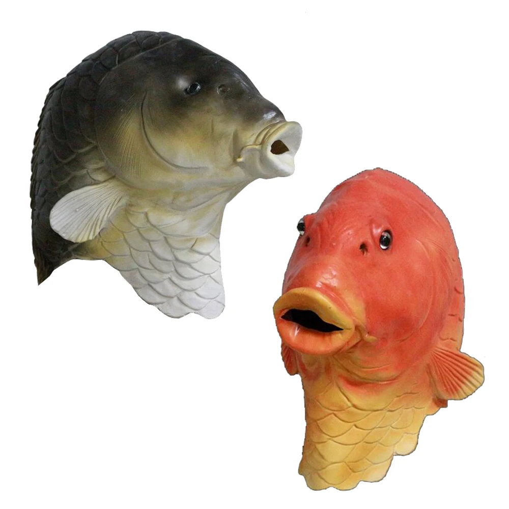 

FISH Masks Green Carp Latex Mask Lovely Full Head Red Fish in Animal Theme Party Mask Goldfish