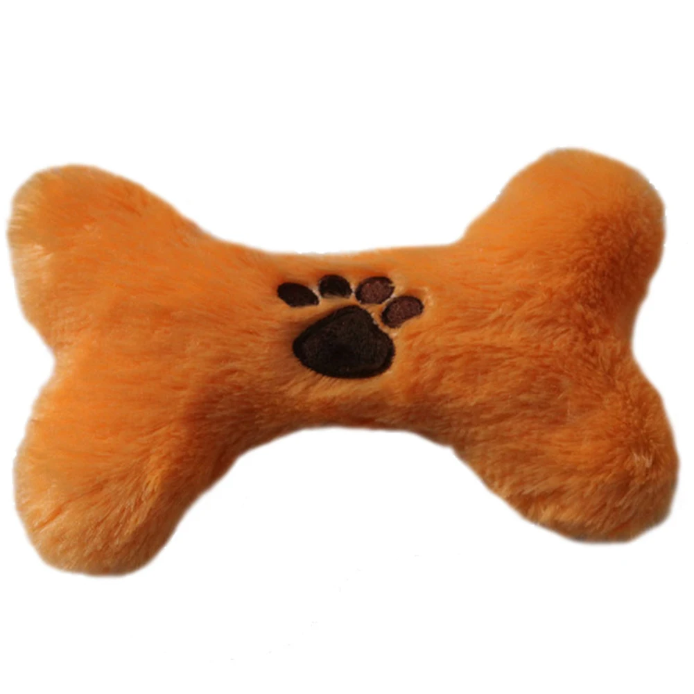 TINGHAO Cute Cartoon Paw Printed Bone Shape Puppy Dog Pet Soft Plush Chewy Playing Toys | Дом и сад