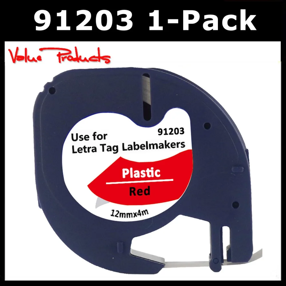 VP 1-Pack 91203 пластиковая этикетка ленты 12 мм * 4 м Совместимость для Dymo Letratag 91332 91222 91202