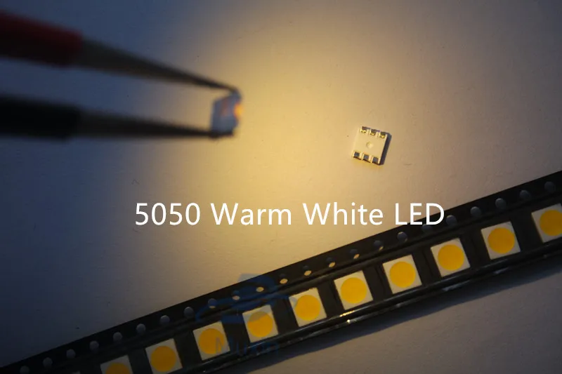 Светодиодные диоды SMD 5050 теплый белый свет 1000 шт. 15-18LM 60 мА DC 3 в ультра яркий