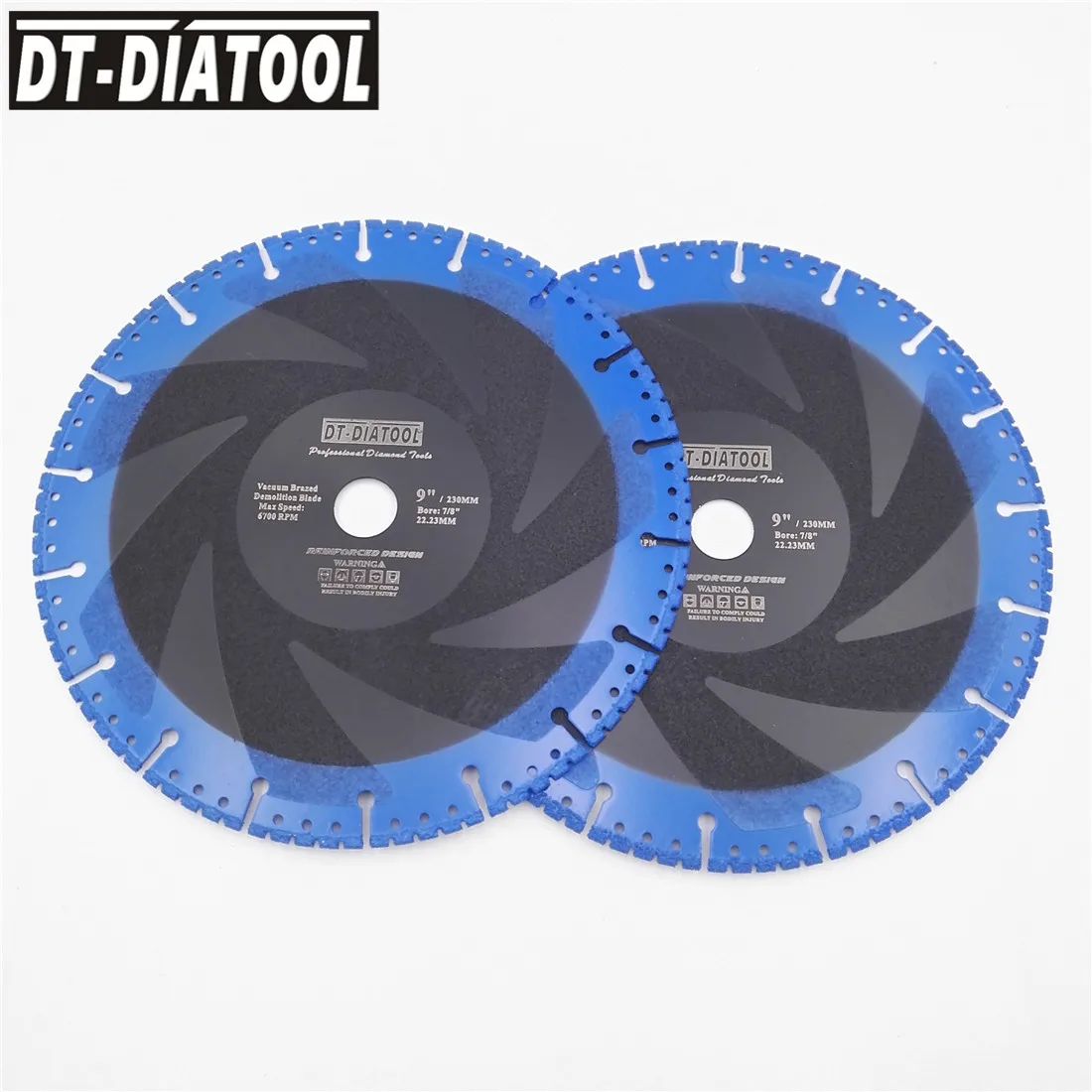DT-DIATOOL 2pcs 9" 230MM Vacuum Brazed Diamond saw blade Cutting Disc all Purpose
