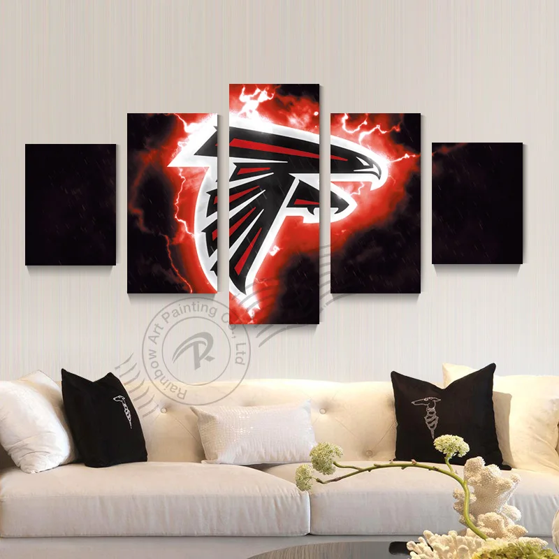 5 Panel Atlanta Falcons Sport Logo Poster Wall Painting Cuadros Canvas