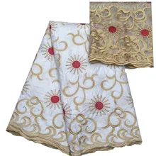 

White African Bazin Riche Getzner Lace Fabric 2018 New Design Embroidered High Quality French Tulle Lace JA127-2