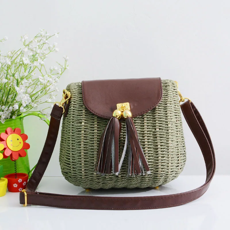 New Women Tassel Straw Bags Bohemian Female Vintage Rattan Knitted Handbag Summer Beach Lady Casual Weave Shoulder Bag SS3161 (4)