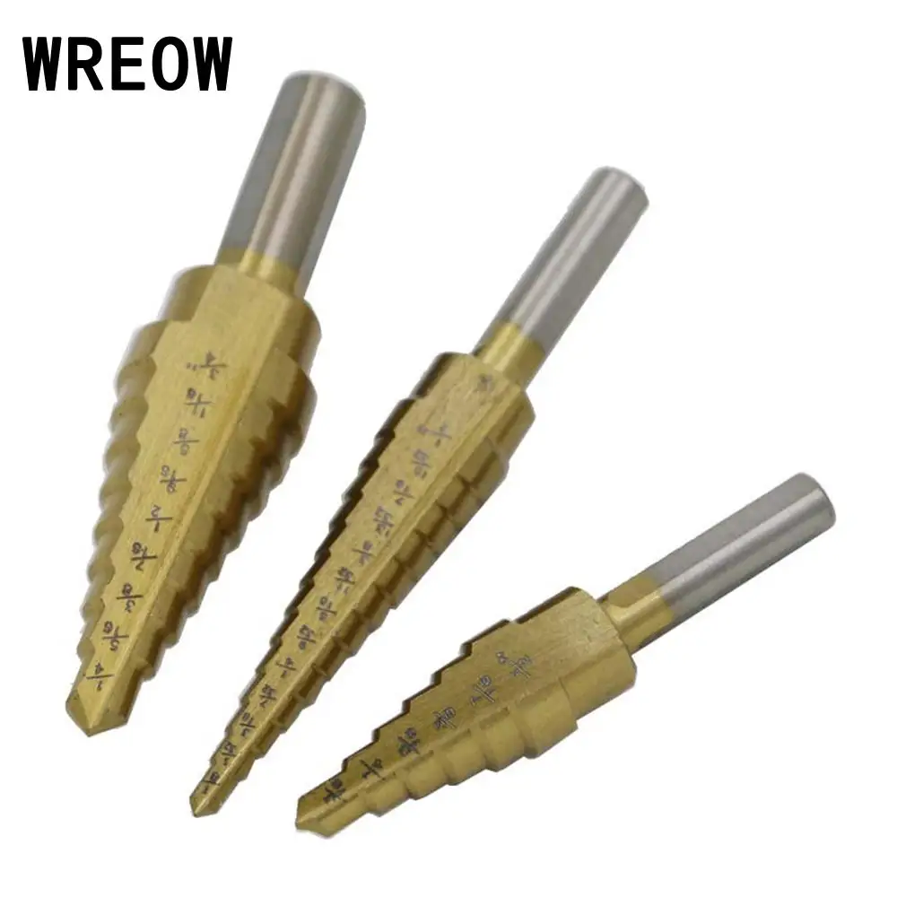 3 PCS HSS Cone Broca De Tit nio De A o Passo Broca Bits Conjunto De 