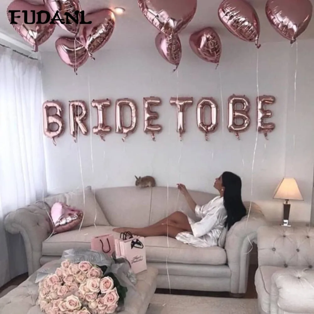 16 дюймов розовое золото буквы "Bride to be" Фольга шар «любящее сердце» воздушные шары курица декорации на свадьбу, вечеринку принадлежности для вечеринки-девичника