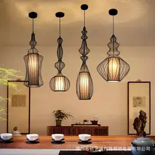 Vintage Iron Black Pendant Light Cage Lampshade Hanging Lamps E27 Droplight Retro Bar Kitchen Light Fixtures
