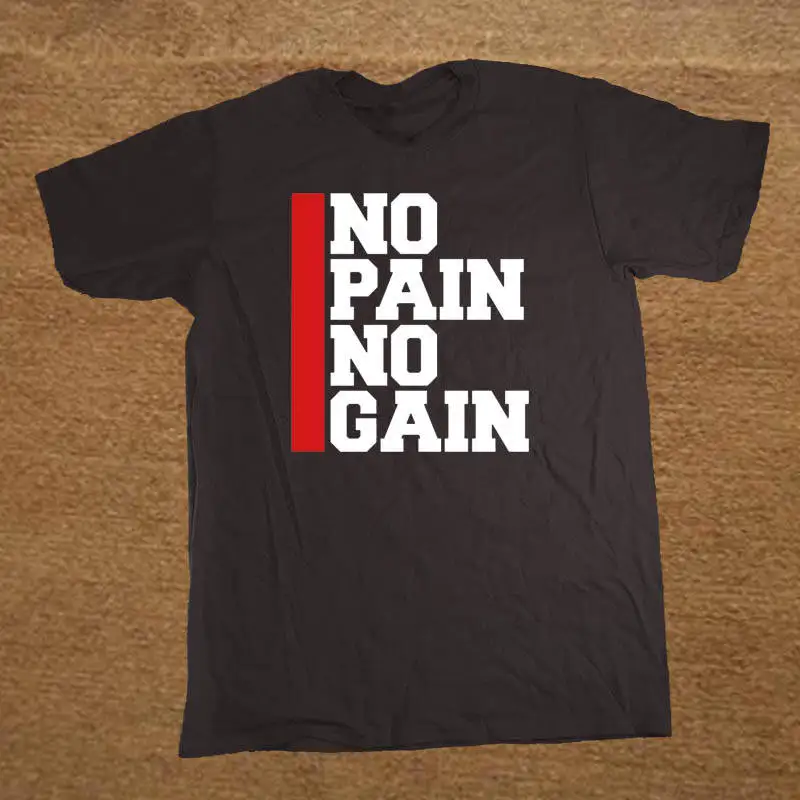 Custom Tee Shirts Short Sleeve Summer Crew Neck Mens No Pain No Gain  Tee Shirt