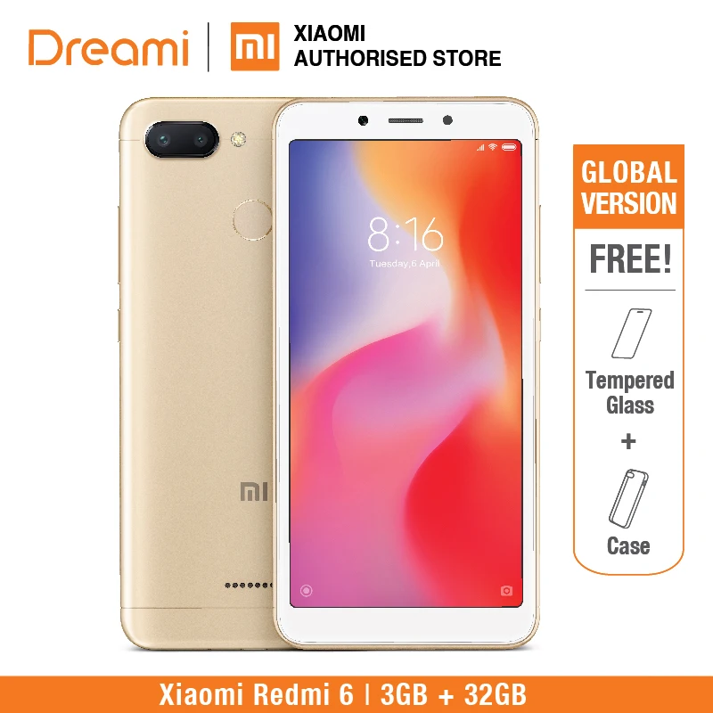 Глобальная версия Xiaomi Redmi 6 32 ГБ Встроенная память 3 Оперативная (новый комплект и