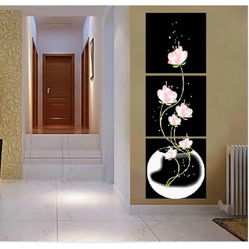 

50X50CMX3pc home decor Hand painted canvas Triptych oil paintings wall pictures for living roomLotus water illustration