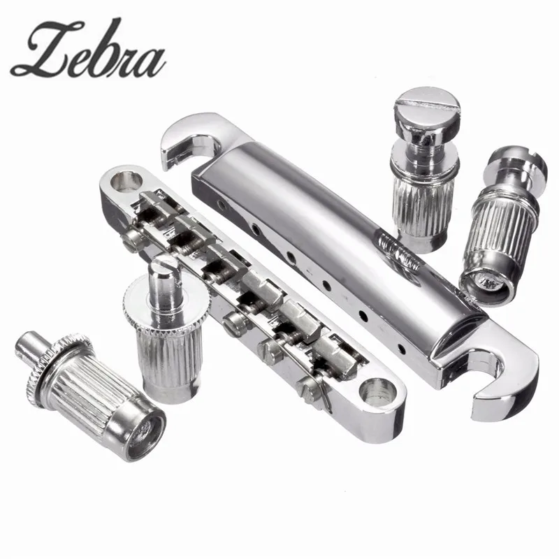 

Zebra Zinc Alloy Chrome Plated Tune-O-Matic Bridge Lock Tailpiece Guitar Replacement For Gibson For Les Paul Guitar Silver