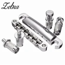 Cebra cromo aleación de Zinc plateado tune-o-matic bloqueo puente cordal guitarra reemplazo para Gibson para Les Paul plata guitarra