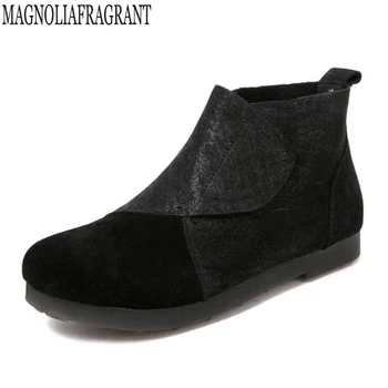 

new Boots Handmade Genuine Leather Ankle Shoes Vintage Casual Shoes Brand Design Retro Women Boots zapatos mujer c164