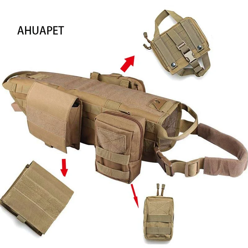 Cheap Army Molle Vest Strong Nylon Fabric Tactical 1000d Nylon Police Equipment Molle Vest With Pouch For Golden Retriever E