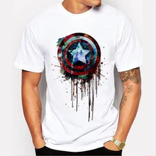 Captain America’s shield paint printed t-shirts Super Hero T-Shirt Hulk/Thor Movie T Shirts Geek Tee