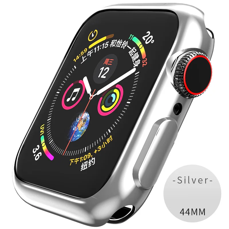 Стильный Мягкий защитный чехол HOCO для iwatch serise 4 Apple Watch, цветной чехол 40 мм, 44 мм, идеально подходит для 2 цветов, бампер - Цвет: Silver 44mm