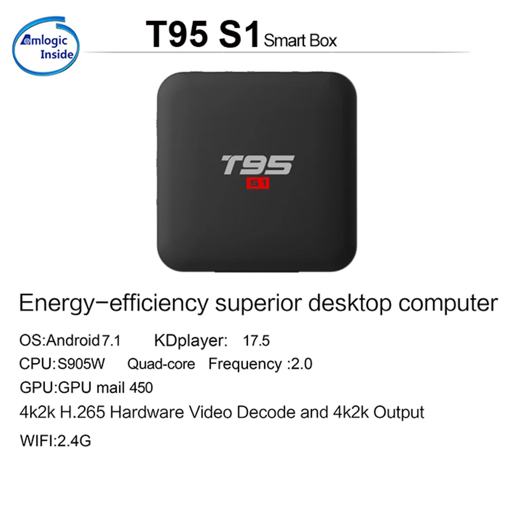 

2018 New T95 S1 Android Google TV Box 2GB 16GB Amlogic S905W Quad Core Smart Set Top Box 2.4G WIFI HD Home TV Boxes Android 7.1