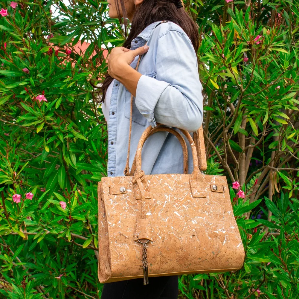 

Ship from Portugal natural Cork Tote styled lady handbag vegan gift eco friendly BAGC-002