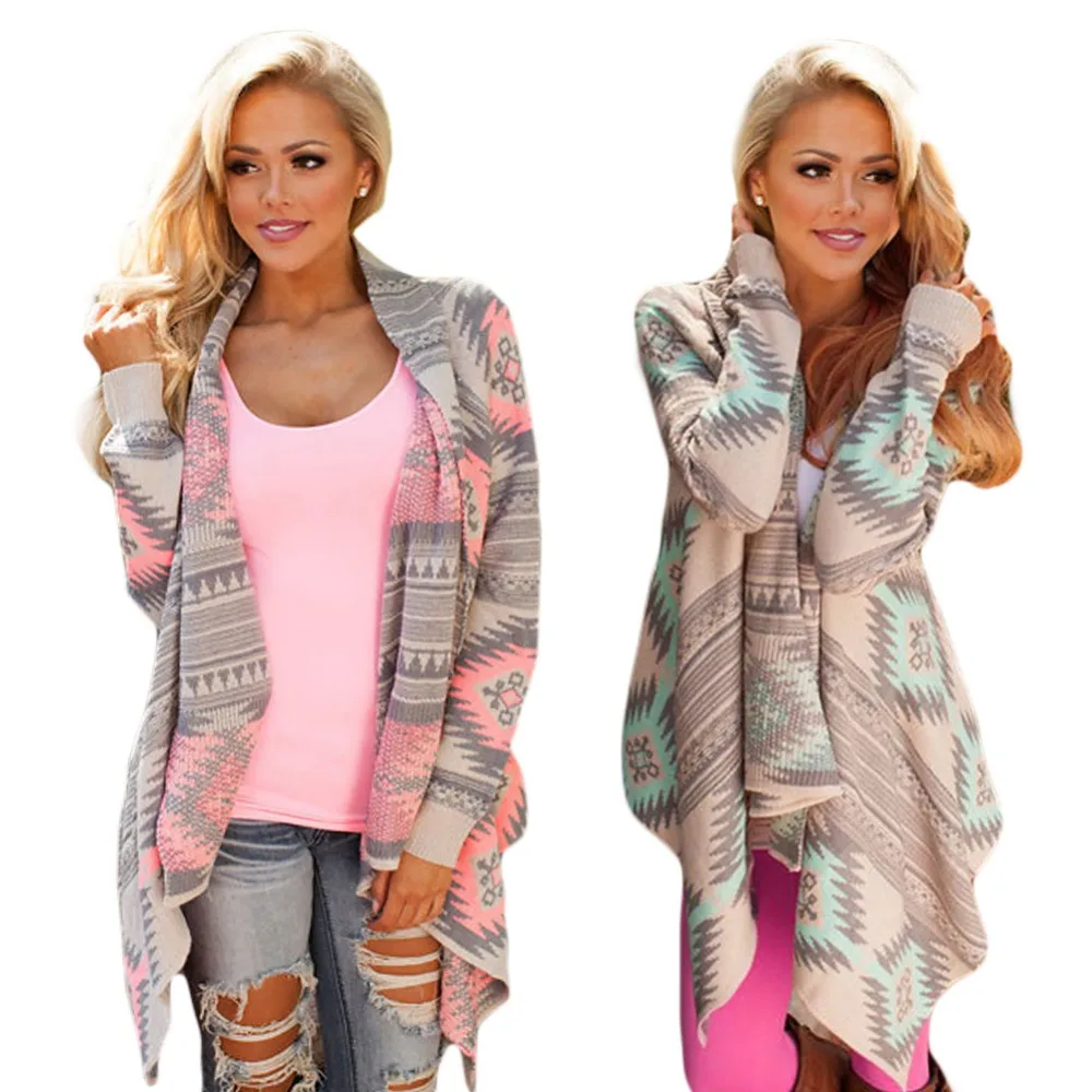 

Women Cardigan Pink Long Cardigans Poncho Collarless Long Sleeve Asymmetrical Irregular Printed Casual Shrug Coats Jacket