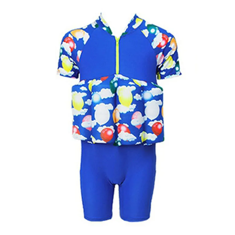 

Summer One Piece Suit Girls Boys Safety Float Swimwear Bodysuit Training One-Piece Floating Swimsuit with Cap