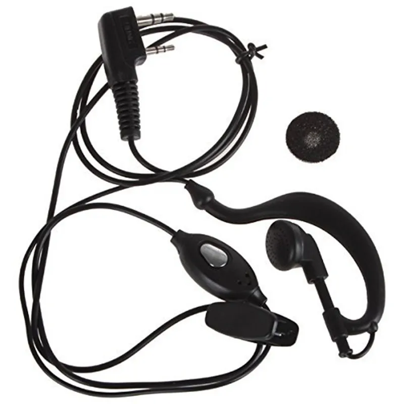 2 PIN Earpiece Headset PTT with Microphone Ear Hook Interphone Walkie