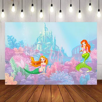 

Photography Backdrop Little Mermaid Underwater World Backdrops Castle Photo Background Decor Photocall Backdrop Photo Studio