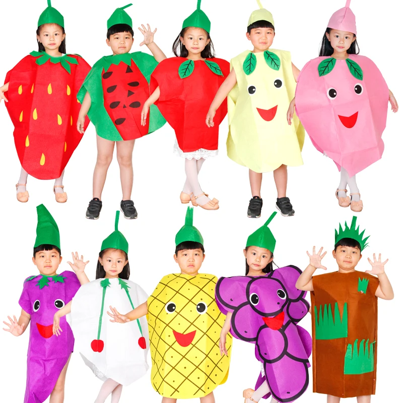 Детская одежда с фруктами и овощами; маскарадные костюмы для костюмированной вечеринки; вечерние костюмы для выступлений;