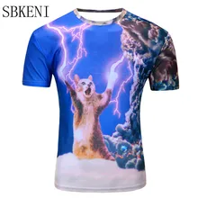 

2018 new arrivals three-dimensional clothing printed fearless 3D t-shirt kitty cat thundercat playing with lightning 3D t shirts