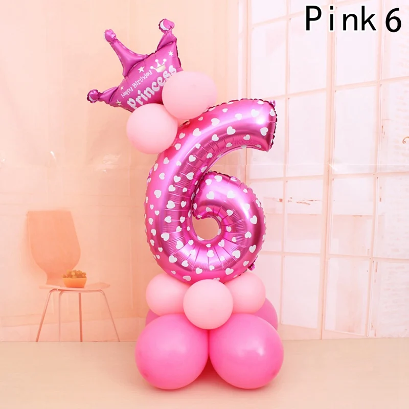 1 Набор, воздушные шары в форме цифр, цифр, фольгированные шары на день рождения, свадьбу, Рождество, праздничные, вечерние, декоративные принадлежности, воздушный шар - Цвет: PK6