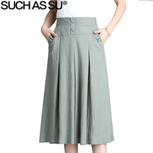 ##Special Price New 2018 Women Black Red Blue Green Brown Button High Waist Pleated Skirt Spring Summer Elastic Waist Female Mid Long Skirt ##Special Price New 2018 Women Black Red Blue Green Brown Button High Waist Pleated Skirt Spring Summer Elastic Waist Female Mid Long Skirt