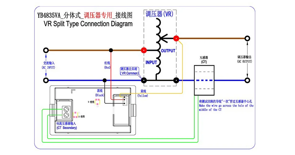 YB4835VA AC0-500V/500A Цифровой переменный ток напряжение Двойной метр регулятор напряжения выделенная черная крышка вольтметр переменного тока Амперметр