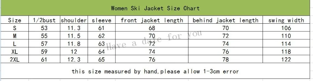 lanlaka women ski jacket size