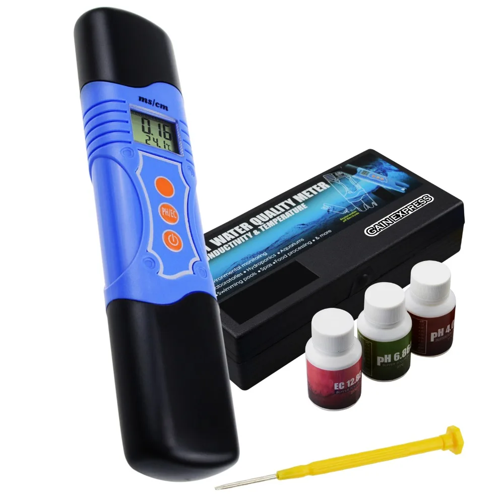 3 in 1 Conductivity EC & pH & Temperature Meter 0.01mS/cm Resolution