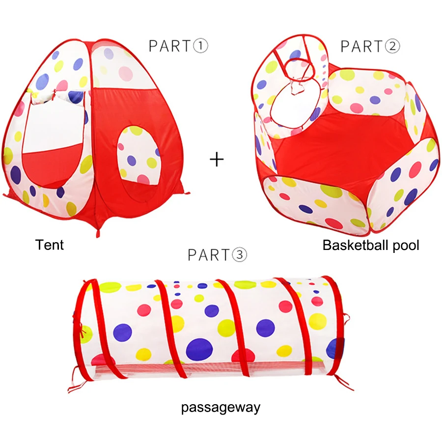 3 шт детская игровая палатка туннель для ползания и мяч яма всплывающая Игровая палатка с Баскетбольным кольцом для девочек, мальчиков, младенцев и малышей