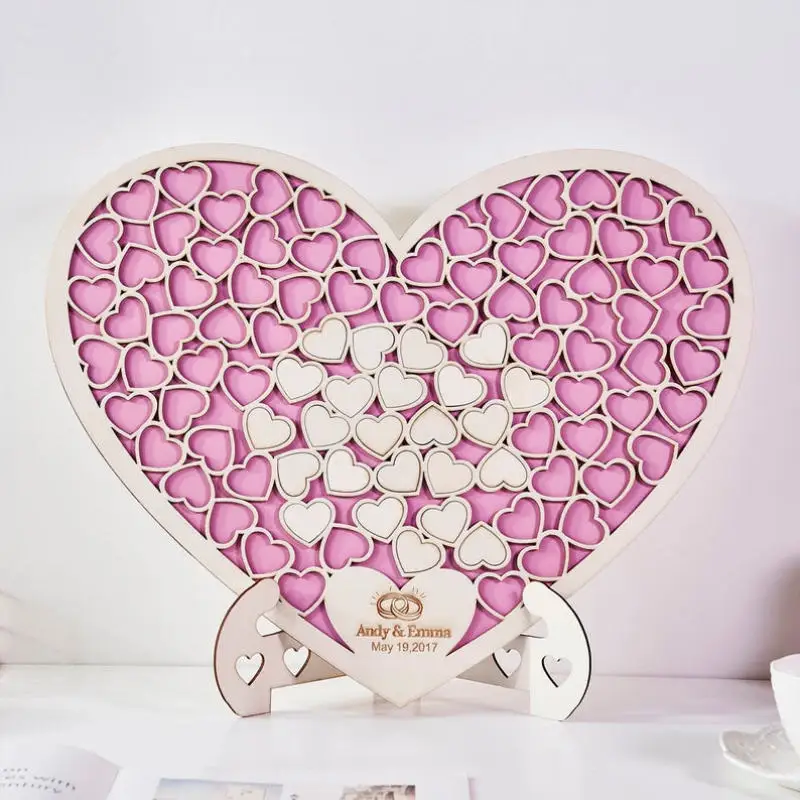 

Hollow Heart Shape Frame Guestbook Custom Wedding Guest Book Personalized Guest Books Sign Guestbook 120pcs Heart Stand Included