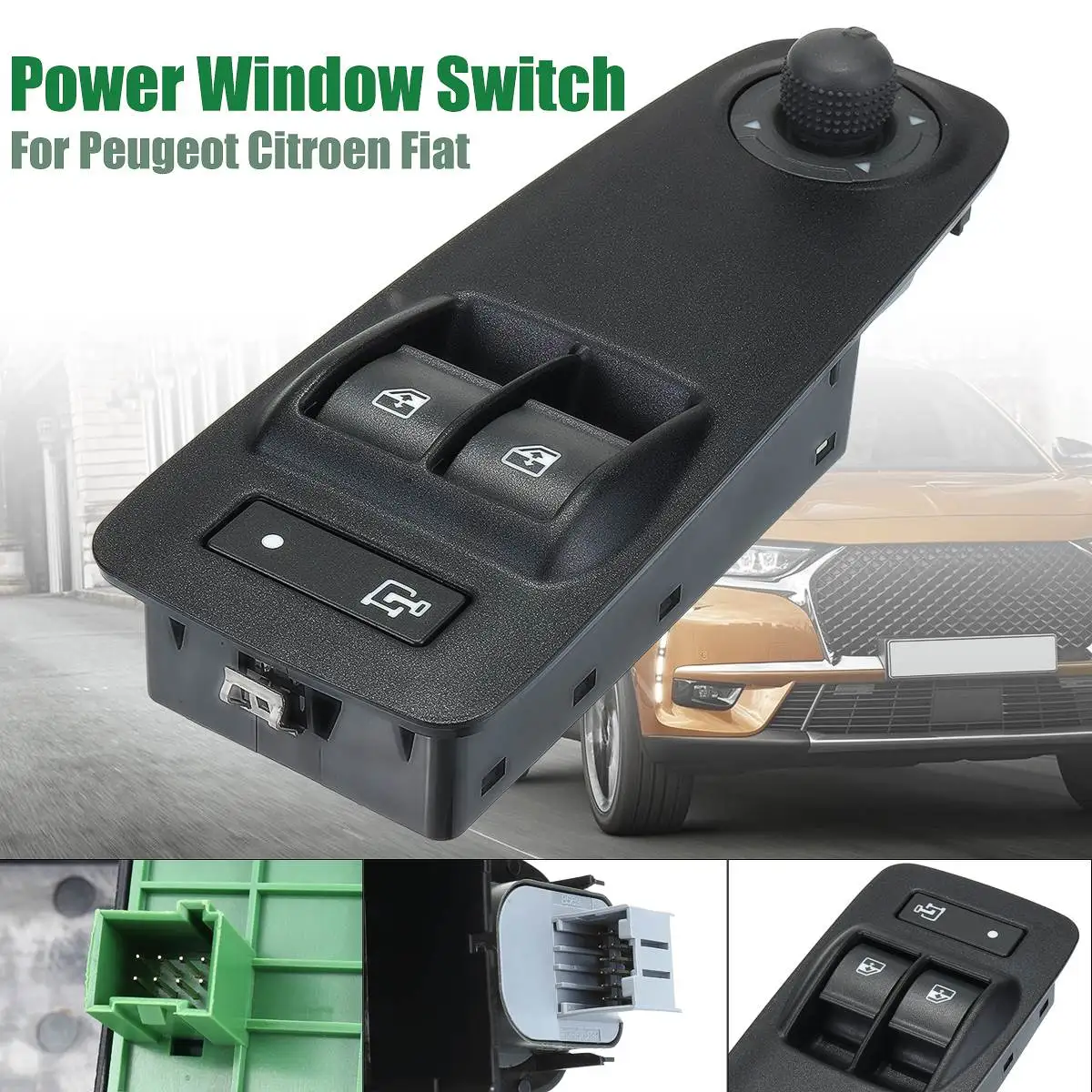 735487423 735487419 6490X9 Car Power Window Switch Black For Citroen