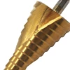 QSTEXPRESS 3pcs Golden HSS Helix Spiral Grooved Step Drill Bits Cut Set Hole Cutter ► Photo 3/6