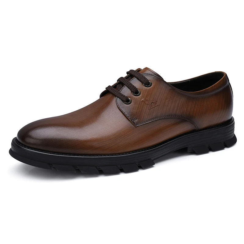 CAMEL/Мужская обувь; Повседневная обувь в деловом стиле; Модные Винтажные мужские туфли из натуральной кожи в стиле ретро на шнуровке с деревянным лицевым покрытием - Цвет: A832148720Brown