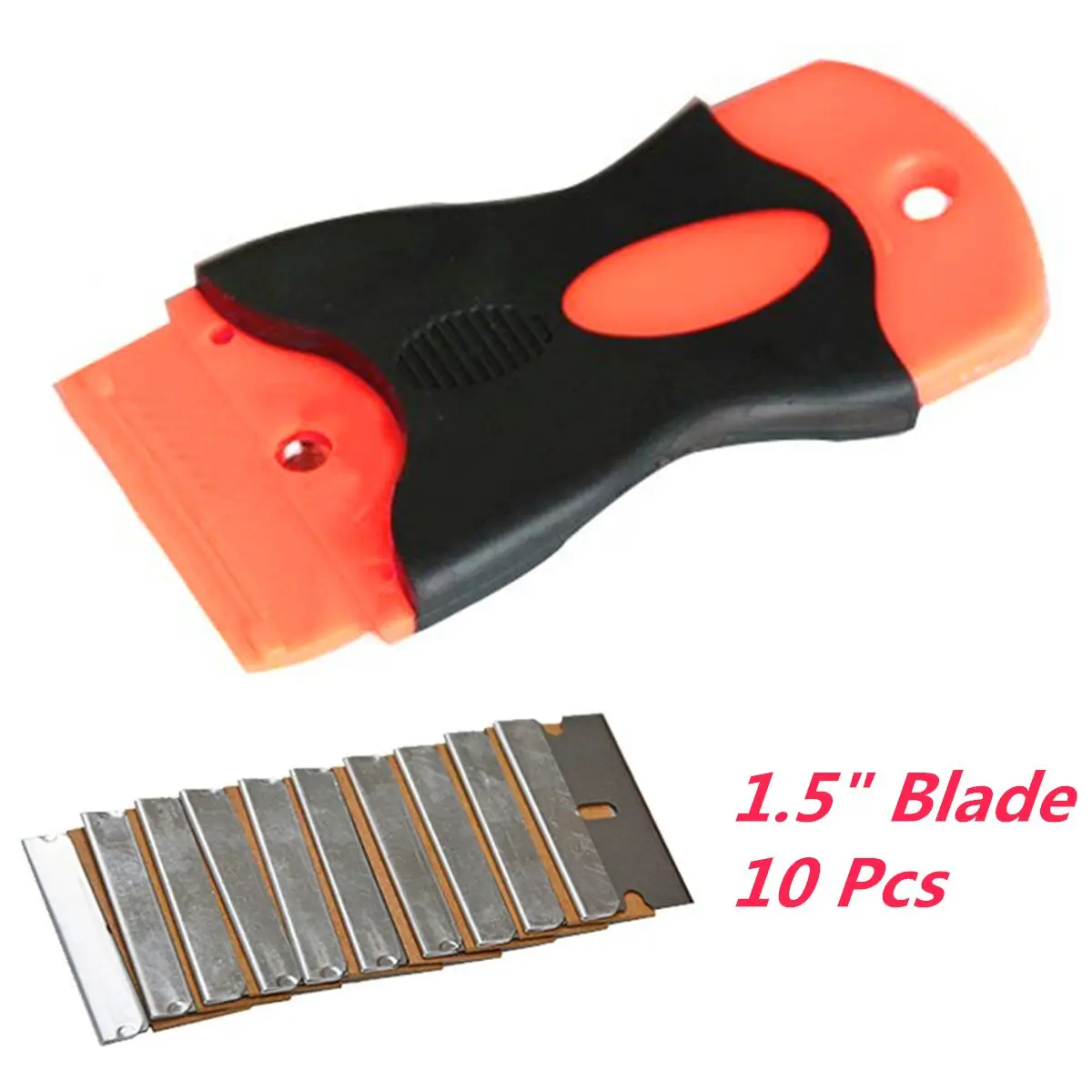 

1pcs Old Film Glue Removal Razor Scraper Spatula & 10 Single Edge 1.5inch Razor Blade Tools