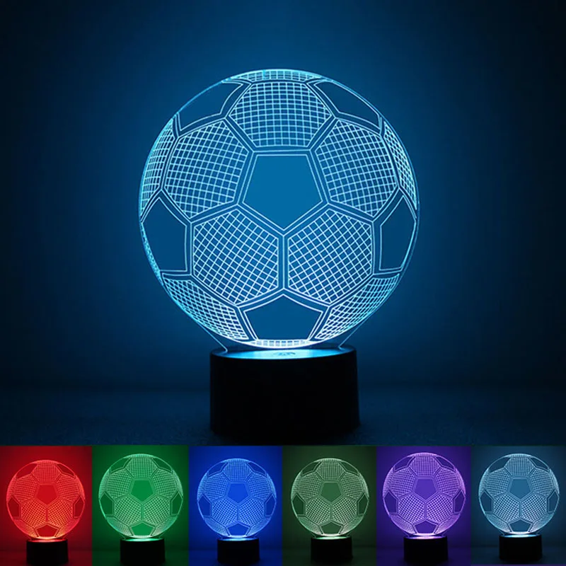 USB & Dry Battery powered Football 3D Night Light LED Desk Lamp Touch Key Creative Energy saving