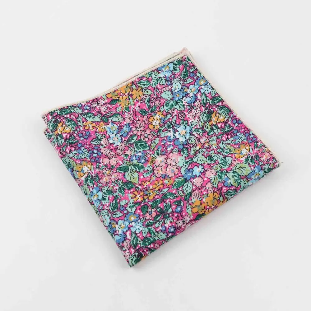 27cm New Floral Printed Big Handkerchief Cotton Men Hankie Wedding Banquet Party Pocket Square Flower Gift Accessory Quality - Цвет: 4