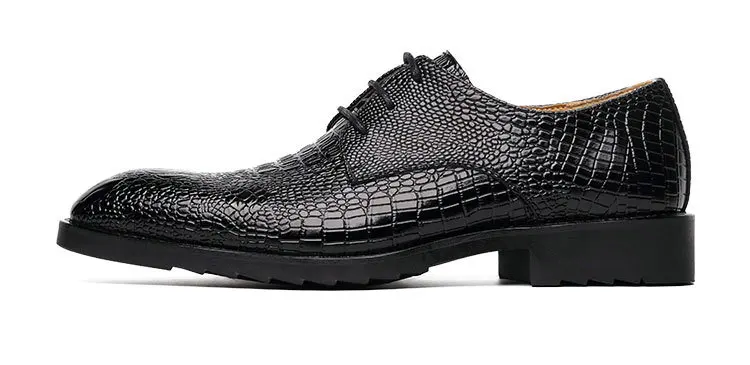 Hot Fashion Men Crocodile Grain Leather Shoes Oxford Men Lace-Up Formal Shoes Man Party Wedding Dress Shoes LE-17