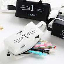 2018 Cat Pencil Case Super Big Silica Gel Students School Supplies Stationery Gift School Cute Pencil Box Pencilcase Pencil