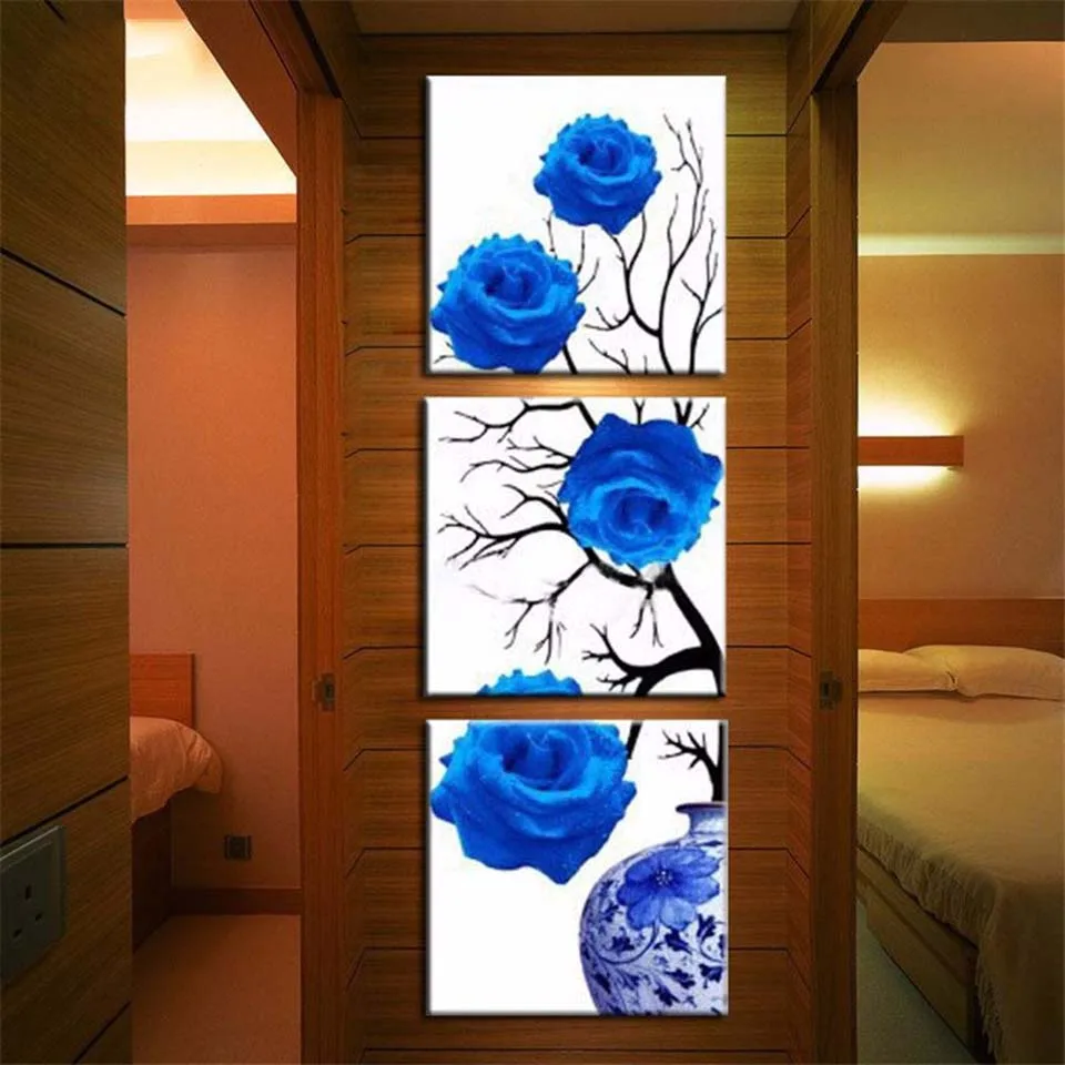 Canvas-Paintings-Home-Decor-HD-Prints-3-Pieces-Blue-Roses-Poster-Blue-Enchantress-Flower-Pictures-Living (3)
