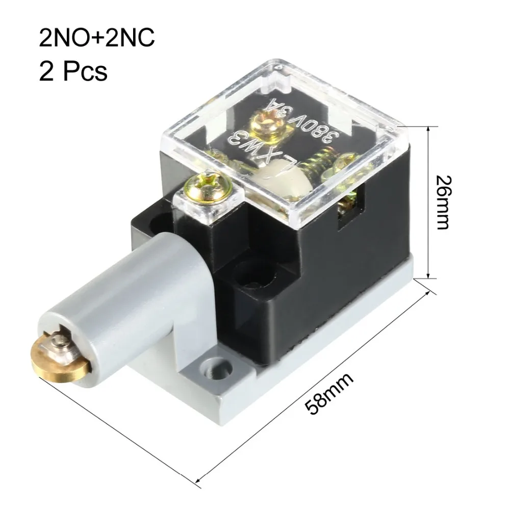 UXCELL 2 шт. LXW3 или LXW3-N переключатели 2NO 2NC пружинный плунжерный ролик микро концевой выключатель Черный для терминальной предельной защиты