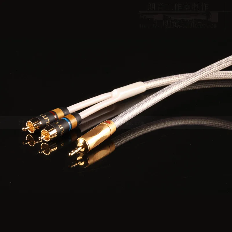 Najtaniej Brytyjski QED posrebrzany 3.5mm obrót jeden punkt dwa podwójny lotos linia 1 do 2RCA dźwięk komputerowy kabel
