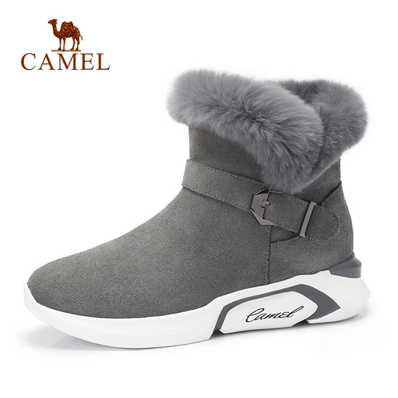 Koop CAMEL Vrouwen Winter Sneeuw Laarzen Vrouwen Mode Casual Enkel Bont Warme Korte Laarzen Voor Meisjes Platfrom Med Hak Korte Pluche schoenen
